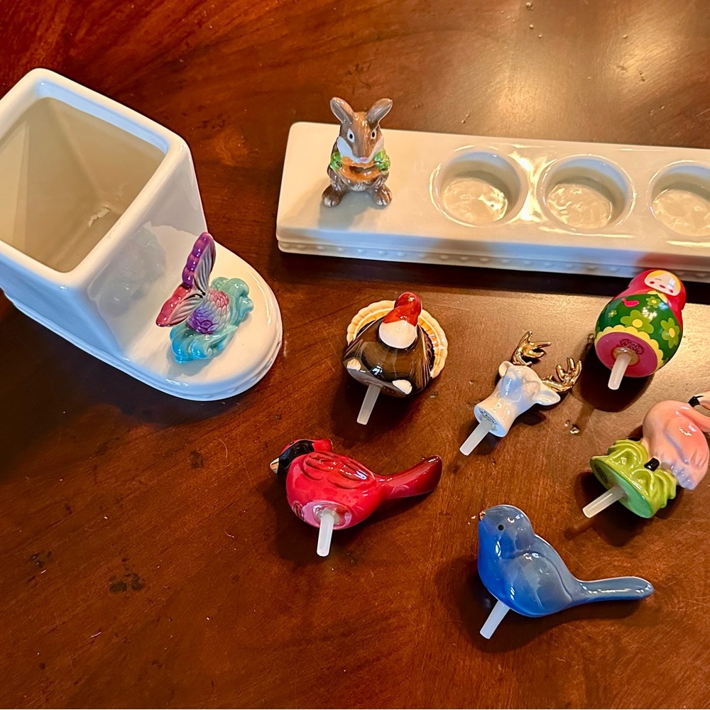 Nora Fleming Colorful Ceramic Candle Holders
